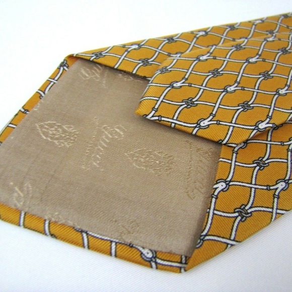 GUCCI Tie 3.2" GG Equestrian Mustard Yellow - Picture 6 of 7